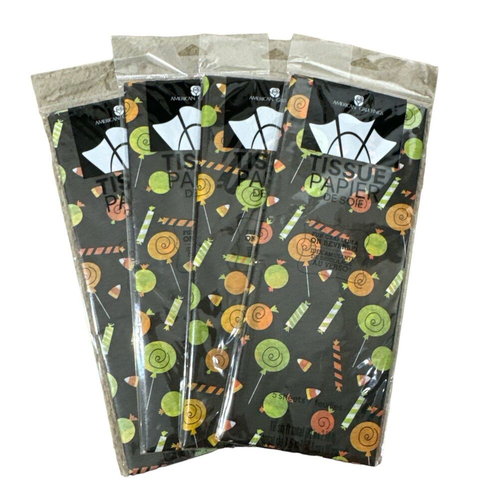 Halloween Black Gift Craft Wrapping Tissue Paper Candy Corn Lollipop Taffy